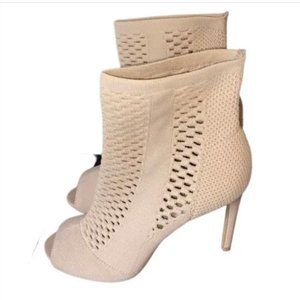 Charles David Stretch Beige Peep Toe Ankle Boots - Size 8.5
